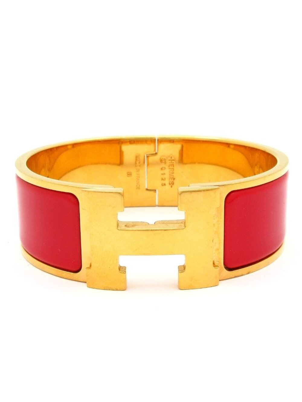 Hermes Bangle Clic Clac Gold Red Bracelet